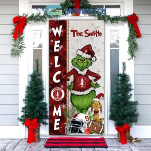 Stanford Cardinal Grinch Football Welcome Christmas Personalized Decor Door Cover