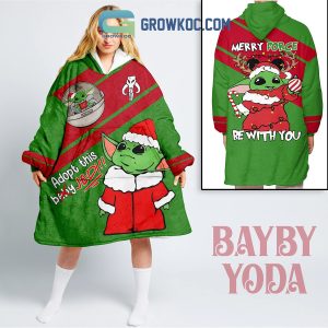 Star Wars Baby Yoda Adopt This Jedi Merry Force Be With You Christmas Oodie Hoodie Blanket