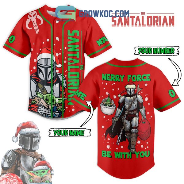 Star Wars Baby Yoda The Santalorian Merry Force Be With You Christmas Custom Name Baseball Jersey