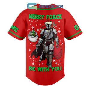 Star Wars Baby Yoda The Santalorian Merry Force Be With You Christmas Custom Name Baseball Jersey