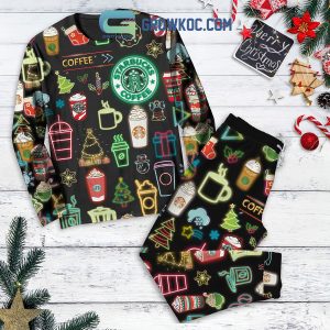 Starbucks Coffee Capuchino Christmas Fleece Pajamas Set