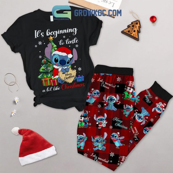 Stitch It Is Beginning To Taste A Lot Like Christmas Feliz Navidad Ohana Fleece Pajamas Set