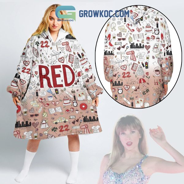 Taylor Swift Red Album Taylors Version I Knew You Were Trouble Begin Again 22 Oodie Hoodie Blanket