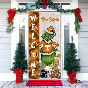 Tennessee Volunteers Grinch Football Welcome Christmas Personalized Decor Door Cover