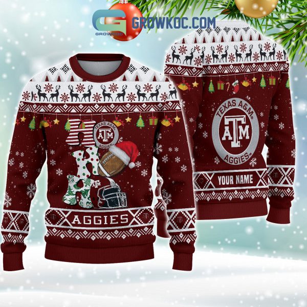 Texas A&M Aggies NCAA Ho Ho Ho Snow Christmas Personalized Ugly Sweater