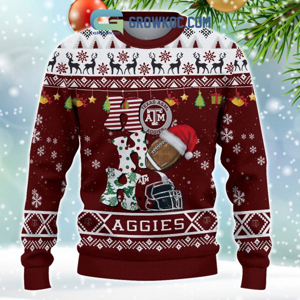 Texas A&M Aggies NCAA Ho Ho Ho Snow Christmas Personalized Ugly Sweater