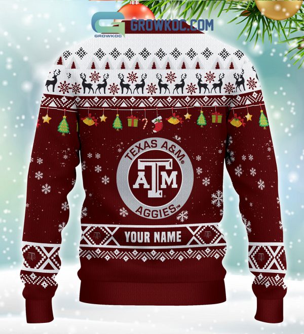 Texas A&M Aggies NCAA Ho Ho Ho Snow Christmas Personalized Ugly Sweater