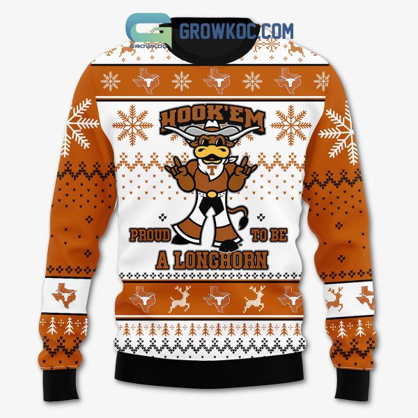 Texas Longhorns Team Hook’em Proud To Be A Longhorn Christmas Ugly Sweaters