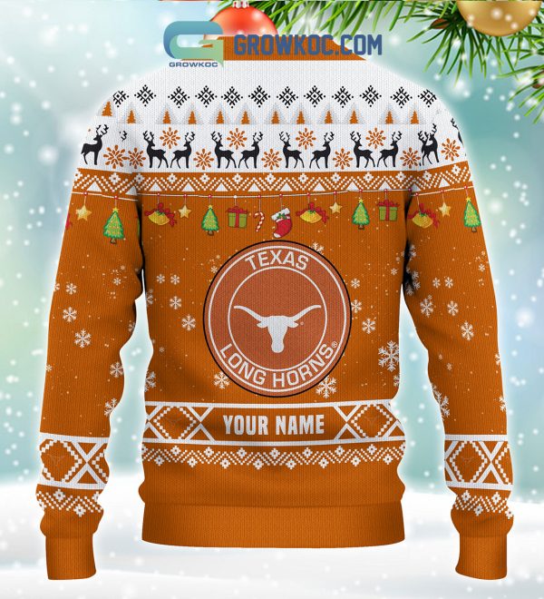 Texas Longhorns NCAA Ho Ho Ho Snow Christmas Personalized Ugly Sweater