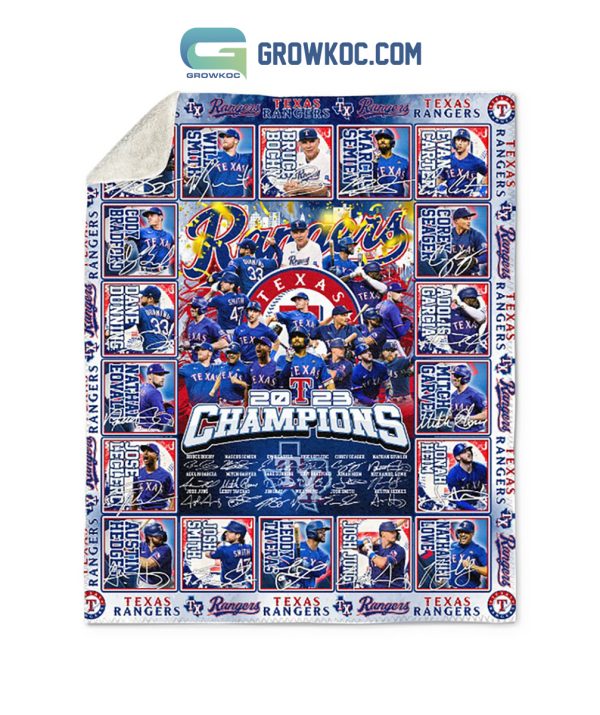 Texas Rangers 2023 Champions Blue Design Fleece Blanket Quilt