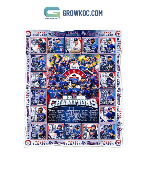 Texas Rangers 2023 Champions Blue Design Fleece Blanket Quilt