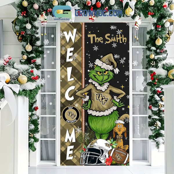 UCF Knights Grinch Football Welcome Christmas Personalized Decor Door Cover