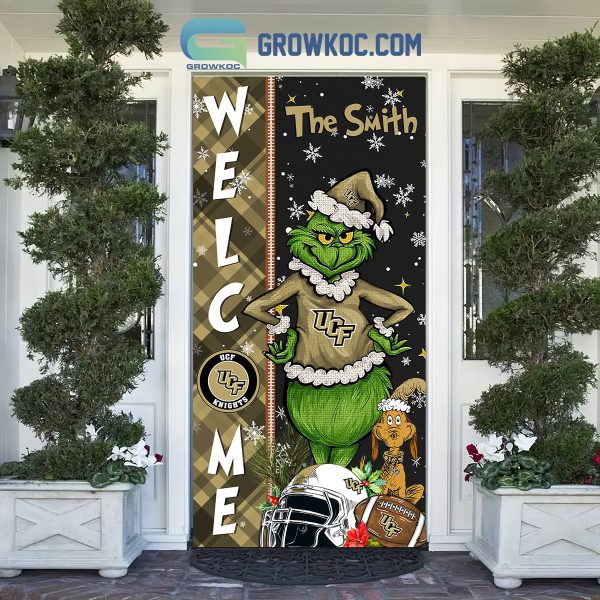 UCF Knights Grinch Football Welcome Christmas Personalized Decor Door Cover