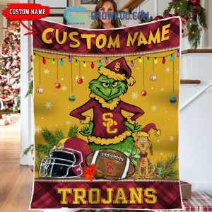 NCAA USC Trojans Grinch Basketball Christmas Welcome Garden Flag Custom Name