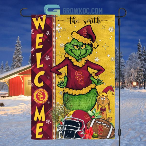 USC Trojans NCAA Grinch Football Welcome Christmas House Garden Flag