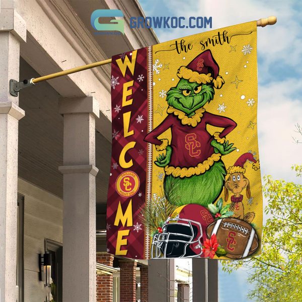 USC Trojans NCAA Grinch Football Welcome Christmas House Garden Flag