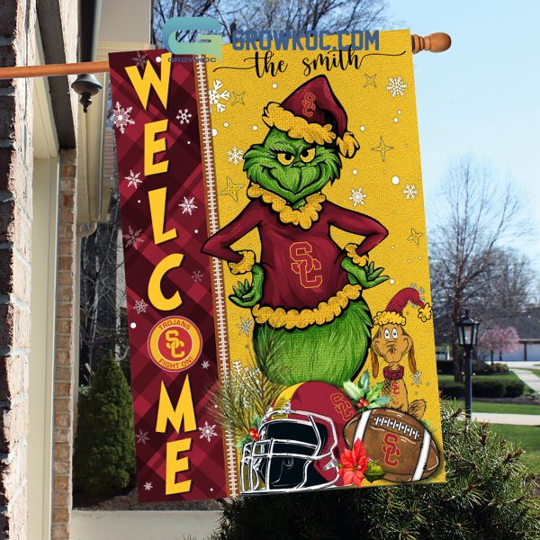 USC Trojans NCAA Grinch Football Welcome Christmas House Garden Flag