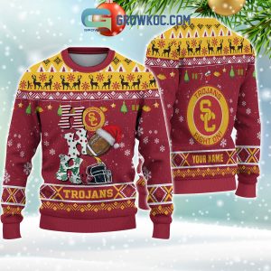 USC Trojans NCAA Ho Ho Ho Snow Christmas Personalized Ugly Sweater