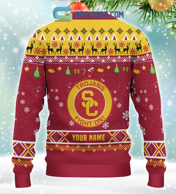 USC Trojans NCAA Ho Ho Ho Snow Christmas Personalized Ugly Sweater