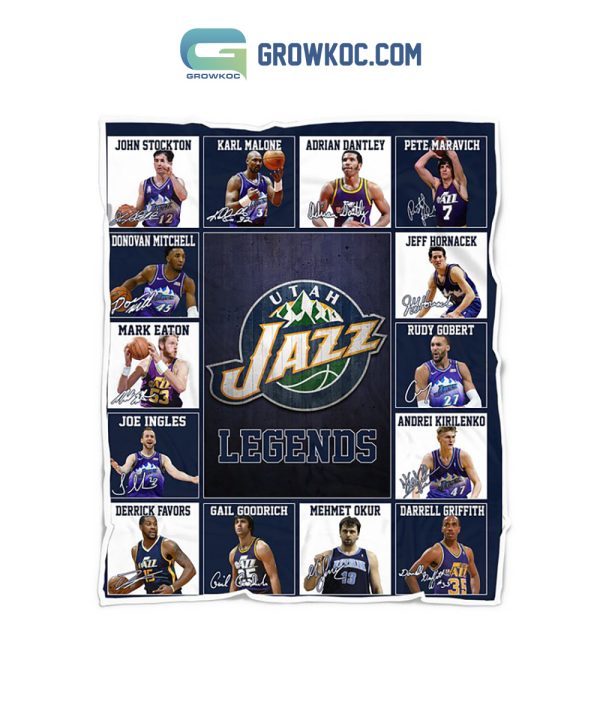 Utah Jazz Legends Salt Lake City NBA Team Fleece Blanket Quilt