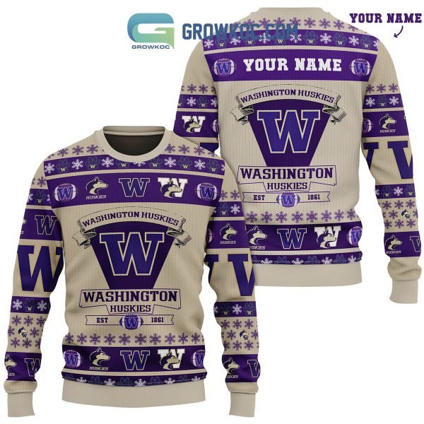 Washington Huskies Est 1861 Team Christmas Custom Name Ugly Sweaters