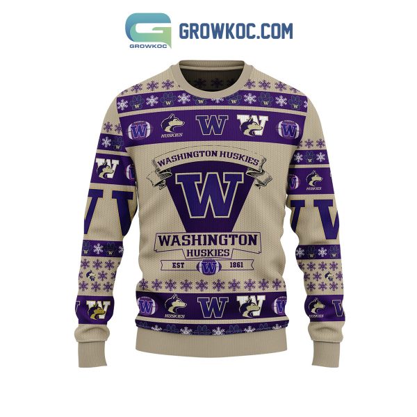 Washington Huskies Est 1861 Team Christmas Custom Name Ugly Sweaters