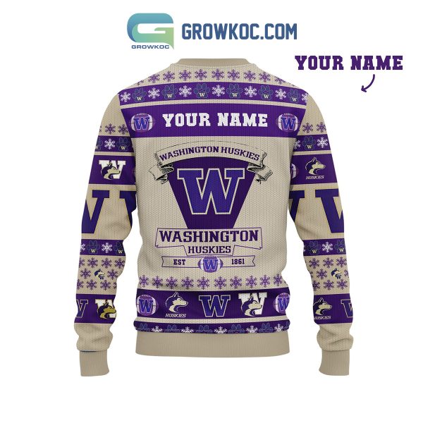 Washington Huskies Est 1861 Team Christmas Custom Name Ugly Sweaters