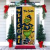 Wisconsin Badgers Grinch Football Welcome Christmas Personalized Decor Door Cover