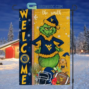 NCAA West Virginia Mountaineers Grinch Basketball Christmas Welcome Garden Flag Custom Name