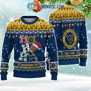 West Virginia Mountaineers NCAA Ho Ho Ho Snow Christmas Personalized Ugly Sweater