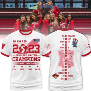 White Design Nebraska Cornhuskers Player Name Puzzle Go Big Red 2023 Outright Big Ten Champion  Hoodie T Shirts