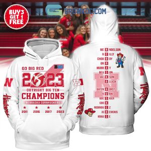 White Design Nebraska Cornhuskers Player Name Puzzle Go Big Red 2023 Outright Big Ten Champion  Hoodie T Shirts