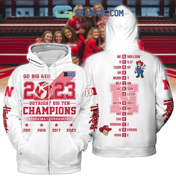 White Design Nebraska Cornhuskers Player Name Puzzle Go Big Red 2023 Outright Big Ten Champion  Hoodie T Shirts