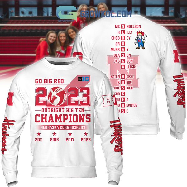 White Design Nebraska Cornhuskers Player Name Puzzle Go Big Red 2023 Outright Big Ten Champion  Hoodie T Shirts