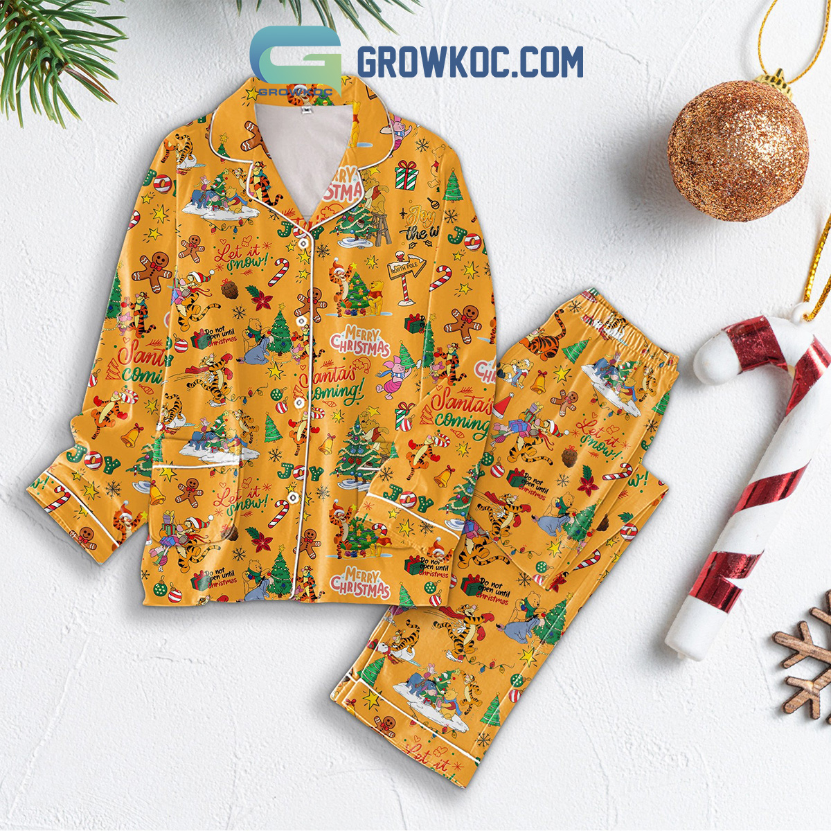 Winnie The Pooh And Tigger Merry Christmas Santa's Coming Pajamas Set