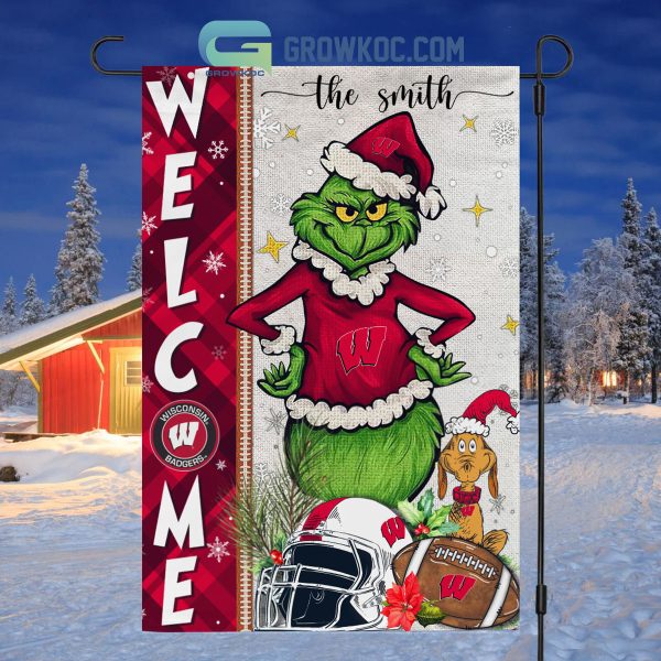 Wisconsin Badgers NCAA Grinch Football Welcome Christmas House Garden Flag