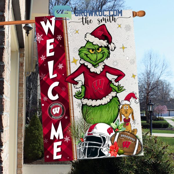 Wisconsin Badgers NCAA Grinch Football Welcome Christmas House Garden Flag