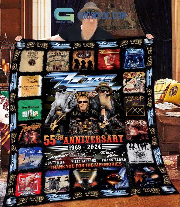 ZZ Top 55th Anniversary 1969 2024 Memories Fleece Blanket Quilt