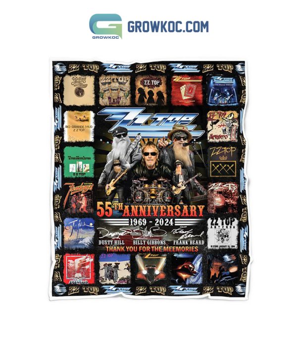 ZZ Top 55th Anniversary 1969 2024 Memories Fleece Blanket Quilt