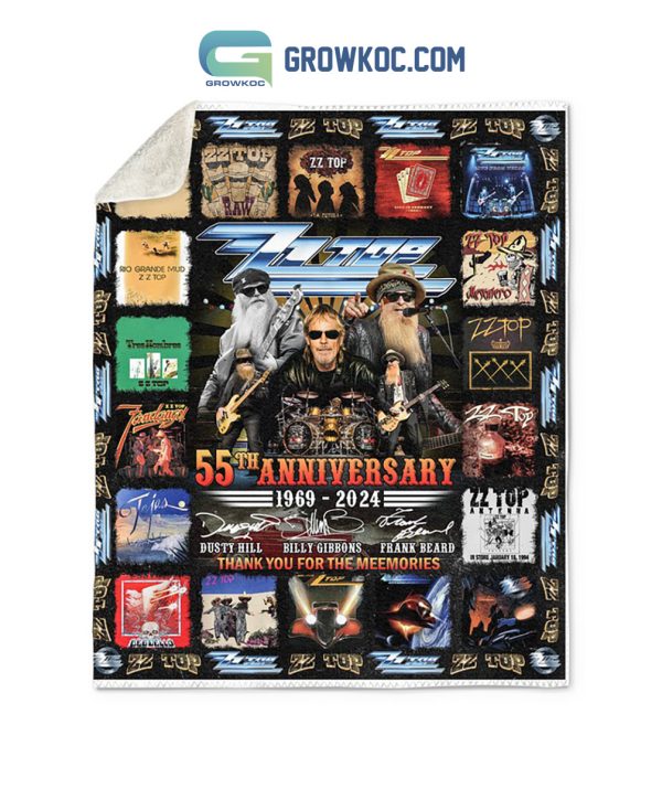 ZZ Top 55th Anniversary 1969 2024 Memories Fleece Blanket Quilt