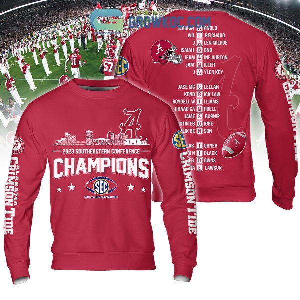 2023 Alabama Crimson Tide SEC Championship City Horizon Red Design Hoodie Shirts