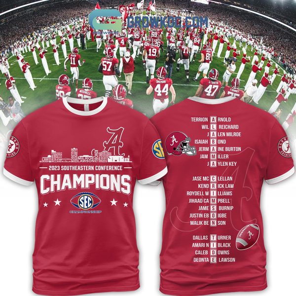 2023 Alabama Crimson Tide SEC Championship City Horizon Red Design Hoodie Shirts