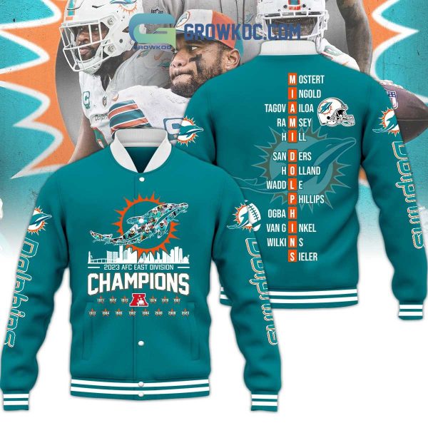 AFC East Division Champions 2023 Miami Dolphins Baseball Jacket