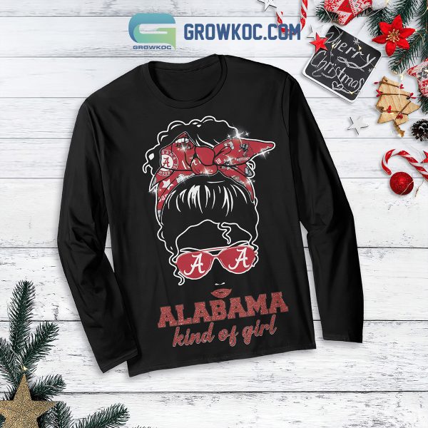 Alabama Crimson Tide Alabama Kind Of Girl Christmas Fleece Pajamas Set Long Sleeve