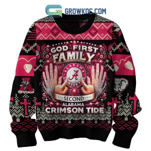 Alabama Crimson Tide God First Family Second Christmas Ugly Sweater