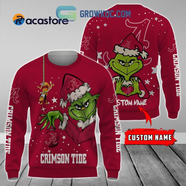 Alabama Crimson Tide Grinch Christmas Personalized NCAA Hoodie Shirts