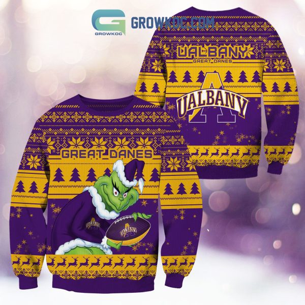 Albany Great Danes Grinch NCAA Christmas Ugly Sweater