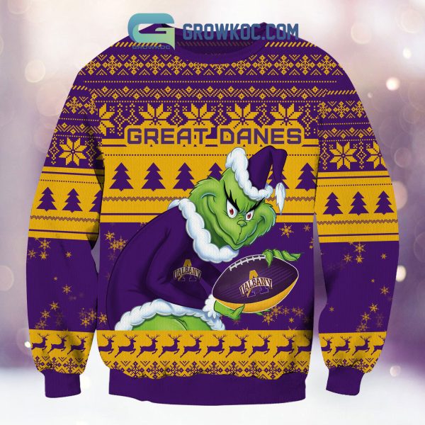 Albany Great Danes Grinch NCAA Christmas Ugly Sweater