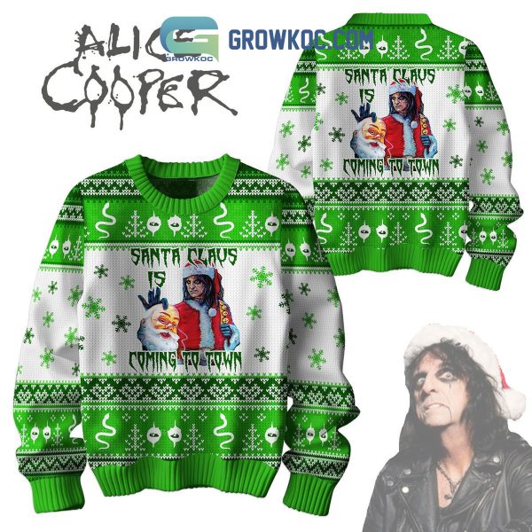 Alice Cooper Santa Claus Is Coming To Town Christmas Ugly Sweater