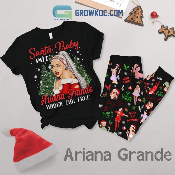 Ariana Grande Under The Tree Santa Baby Christmas Fleece Pajamas Set